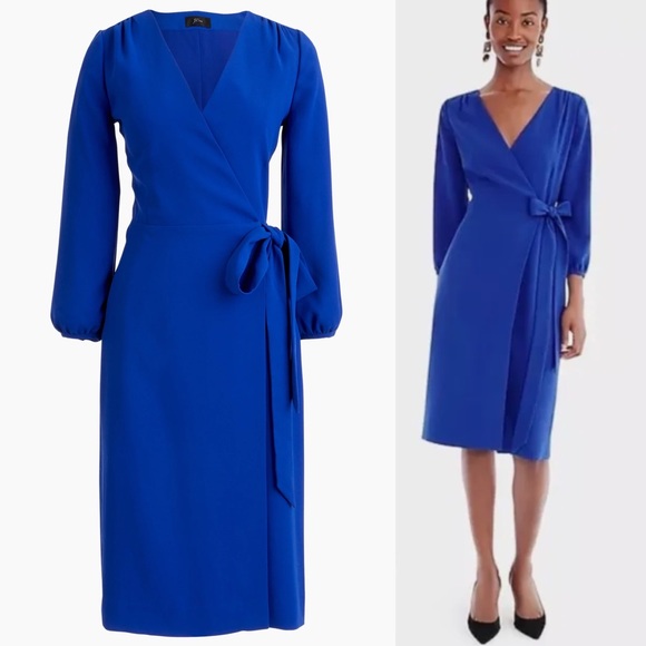 J. Crew Dresses J Crew Wrap Dress 365 Crepe Long Sleeve Royal Blue
